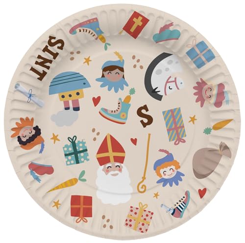 Folat Piatti-Sint En Pieten-18 Cm-8 Pezzi-San Nicola Decorazione Bambini, Multicolore, 65711