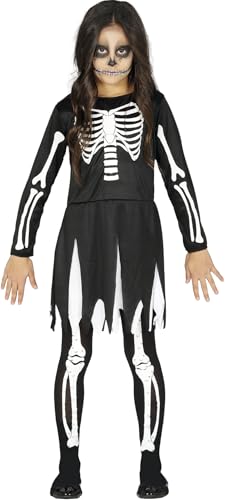 Guirca Feestas Costume Vestito Scheletro Bambina Taglia 5-6 Anni
