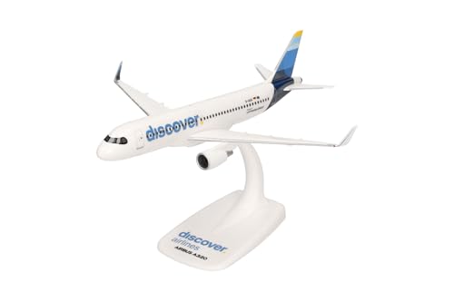 Herpa Modello Aereo Snap-Fit Airbus A320 Discover Airlines, Miniatura In Scala 1:200, Pezzo Da Collezione, Con Supporto, Plastica.