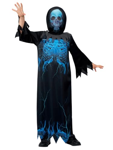 Smiffys Costume Scheletro Mietitore Mezzanotte, Abito E Maschera Con Cappuccio