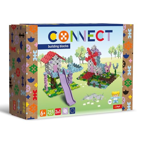 Connect- Tree House/Windmill Trefl Set 2In1, Casa Sull'Albero/Mulino A Vento-255 Pezzi: 250 Personaggio 5 Mattoncini, Gioco Creativo Per Adulti E Bamb