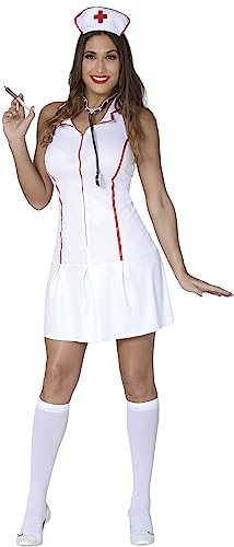 Fiestas Guirca Costume Infermiera Sexy Donna - Costumi Donna Medico Reparto Intensivo Con Copricapo Da Infermiera Taglia S 40-42