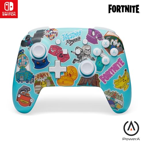Powera Controller Senza Fili Avanzato Per Nintendo Switch - Sticker Mania Di Fortnite, Nintendo Switch Modello Oled, Nintendo Switch Lite, Gamepad, Co