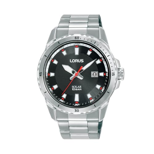 Lorus Orologio Analogico Al Quarzo Da Uomo Con Bracciale In Acciaio Inossidabile, Argento/Nero - Rx367Ax9