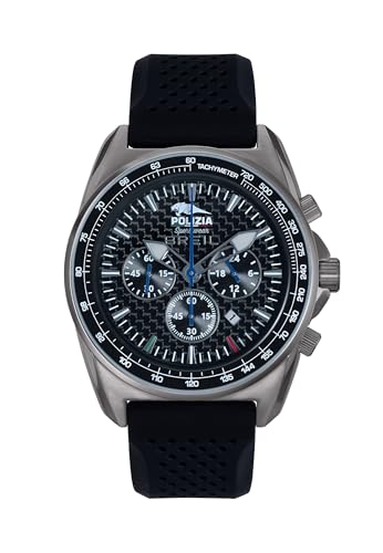 Breil Orologio Uomo Polizia Di Stato Quadrante Mono-Colore Nero Movimento Cronografo Quarzo E Cinturino Silicone Nero Tw2094
