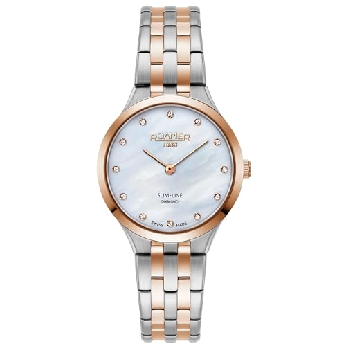 Roamer 512847 49 89 20 Slim Line Classic Ladies Two-Tone Rose Gold Watch, Bracciale