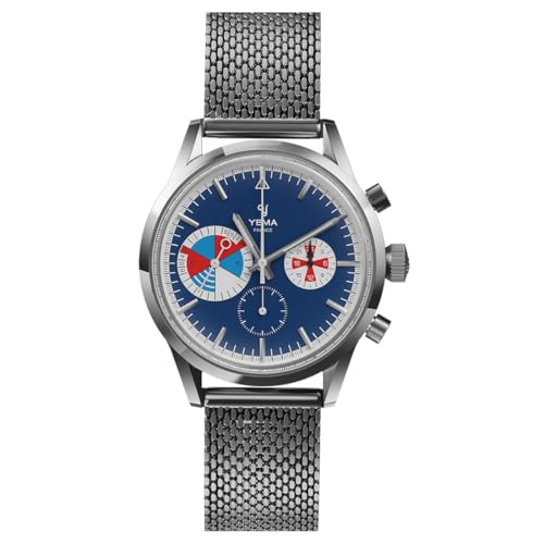 Yema Yachtingraf Cronografo Acciaio Ibrido Meccanico Quarzo Blu Orologio Uomo