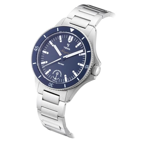 Yema Navygraf Marine Nationale Blu Acciaio Quarzo Orologio Uomo