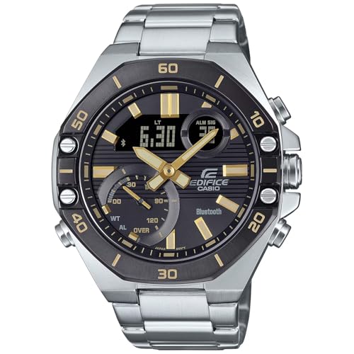 Casio Orologio Analogico-Digitale Al Quarzo Uomo Con Cinturino In Acciaio Inossidabile Ecb-10Db-1A9Ef