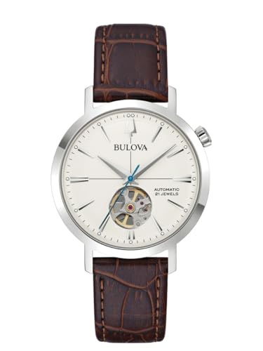 Bulova Orologio Uomo 96A318 Collezione Aerojet Automatico 38 Mm Acciaio Pelle Marrone