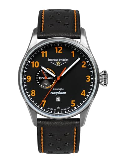 Bauhaus Aviation Orologio Da Uomo Automatico Serie Tornado 24 Ore Display 5 Atm Con Cinturino In Pelle 2764-5