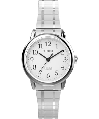 Timex Orologio Da Donna Main Street Da 25 Mm, Cinturino Elastico In Acciaio Inossidabile Color Argento, Quadrante Bianco, Cassa Color Argento Tw2W5230
