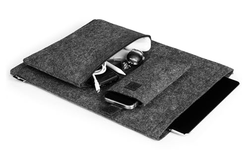 Durable Custodia Per Tablet E Laptop Multibag 16,4" Effect, In Feltro Con Pet Riciclato Al 60%, Con Borsetta Per Accessori E Smartphone, Carbone, 5071