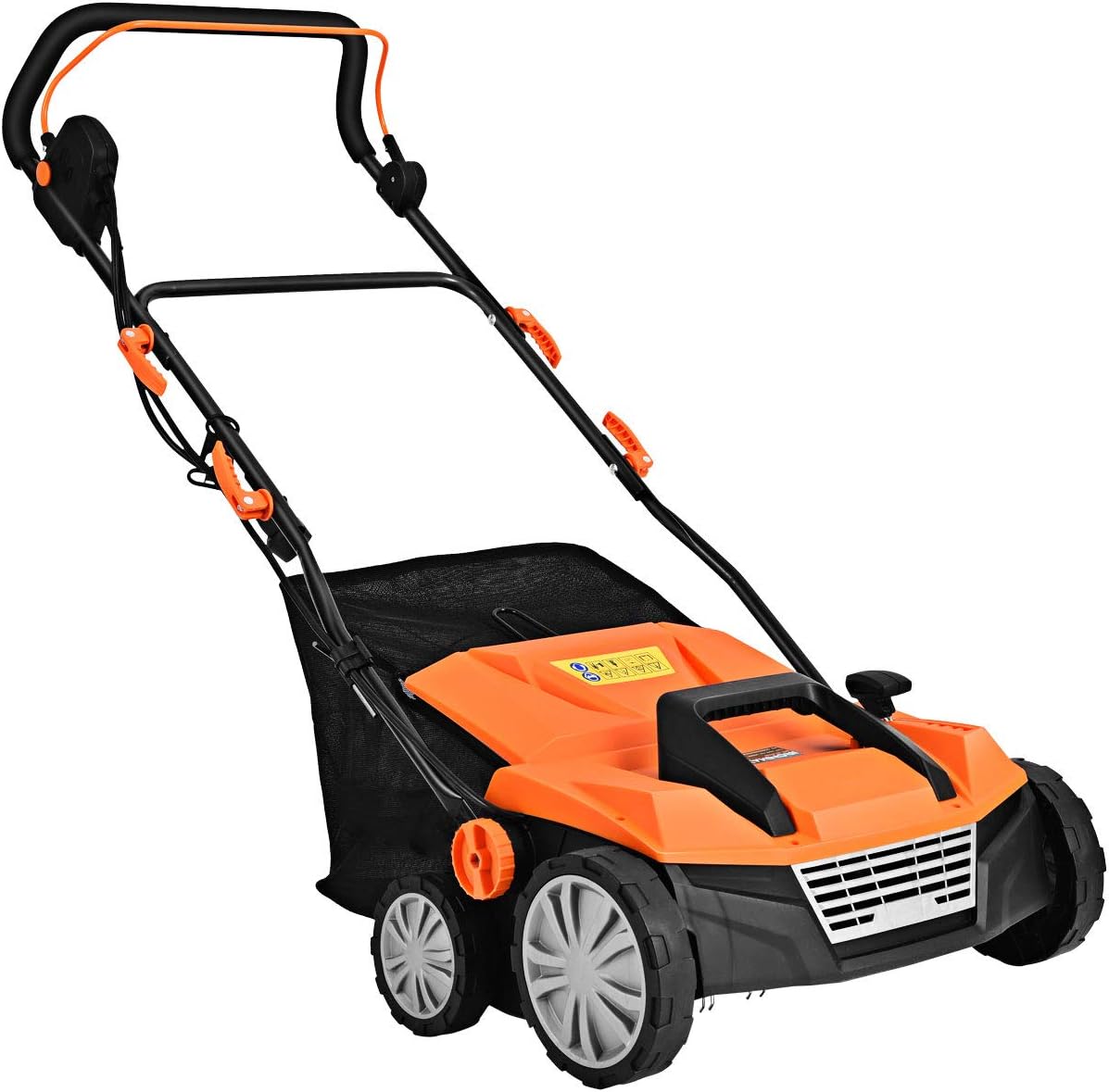 Scarificatore 2 in-1 per prato, arieggiatore elettrico con sacco raccoglitore da 45l, larghezza 38cm, con 3 posizioni regolabili, scarificatore 1800w 