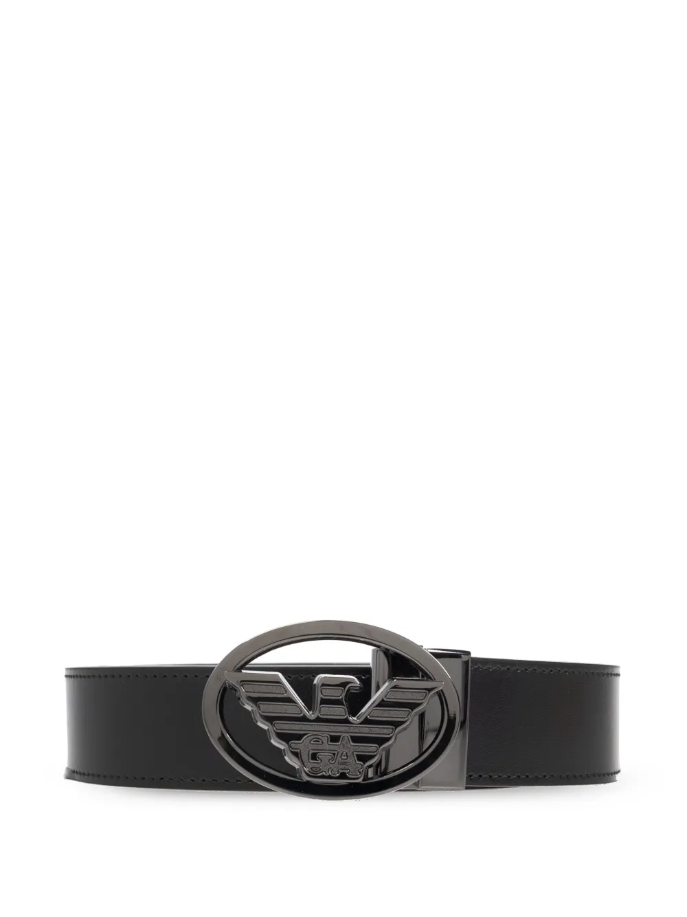 Emporio Armani eagle-buckle leather belt - Nero