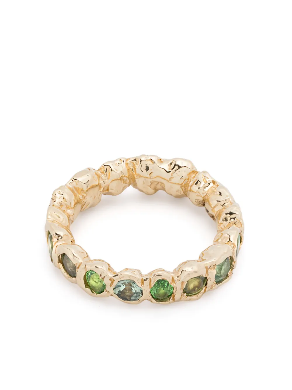 Fie Isolde 14K yellow gold Alfa Rainbow sapphire and tsavorite ring - Oro