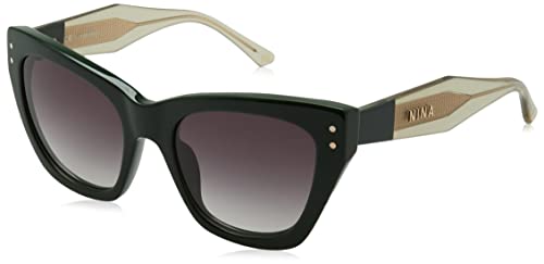 Nina Ricci Snr323 Occhiali, Shiny Dark Green, 58 Donna