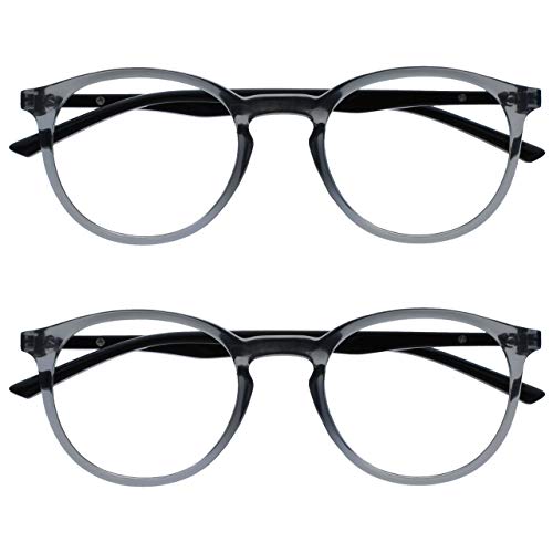 Opulize Met 2 Pacco Blocco Luce Blu Occhiali Da Lettura Computer Gioco Grigio Nero Uomo Donna Bb60-7 +1,00