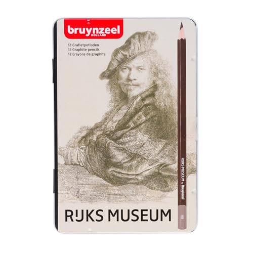Bruynzeel & Rijksmuseum Set Di 12 Matite Di Grafite Professionali In Latta Per Schizzi E Disegni | Rembrandt Van Rijn