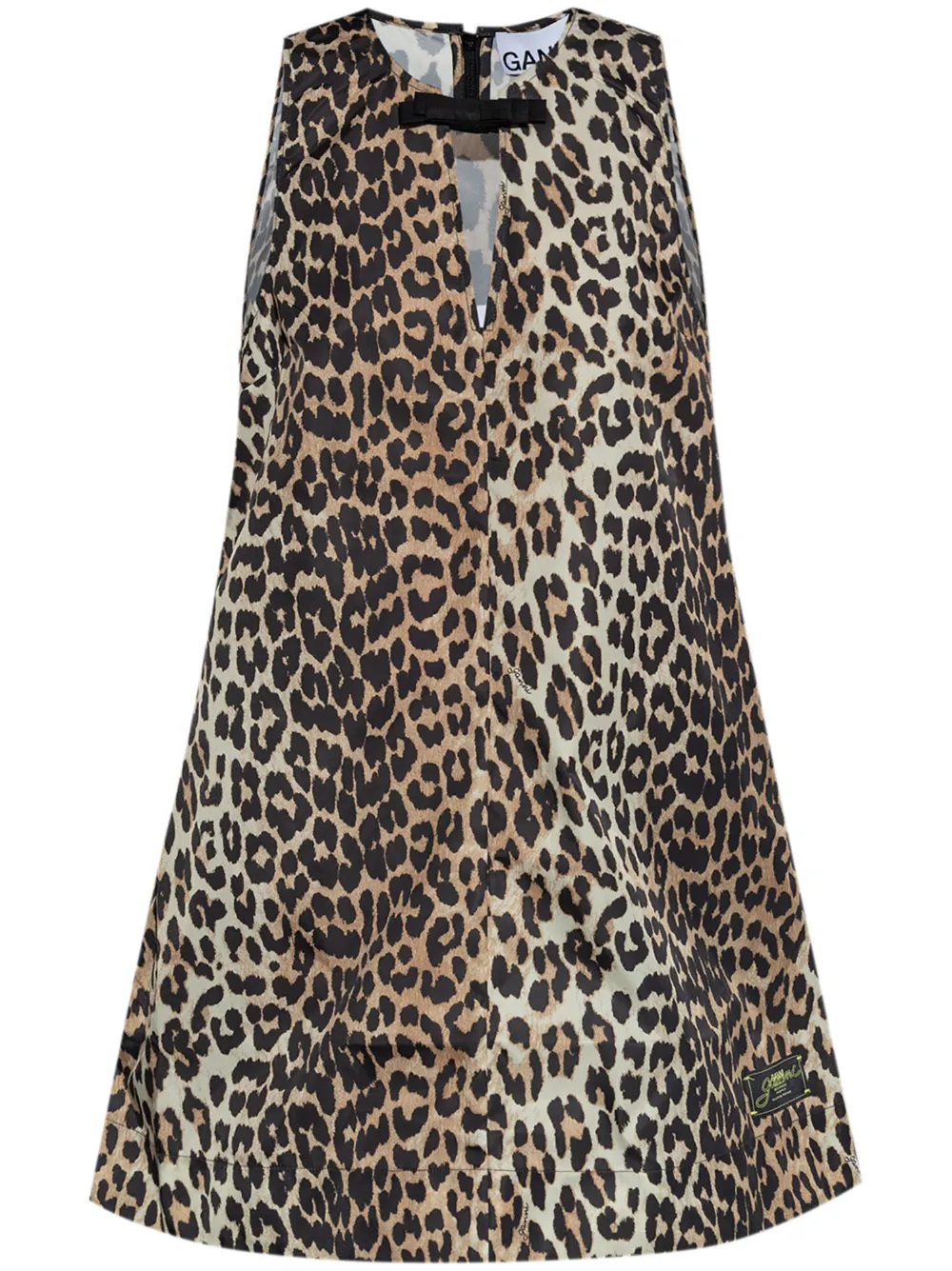 GANNI animal-print mini dress - Marrone