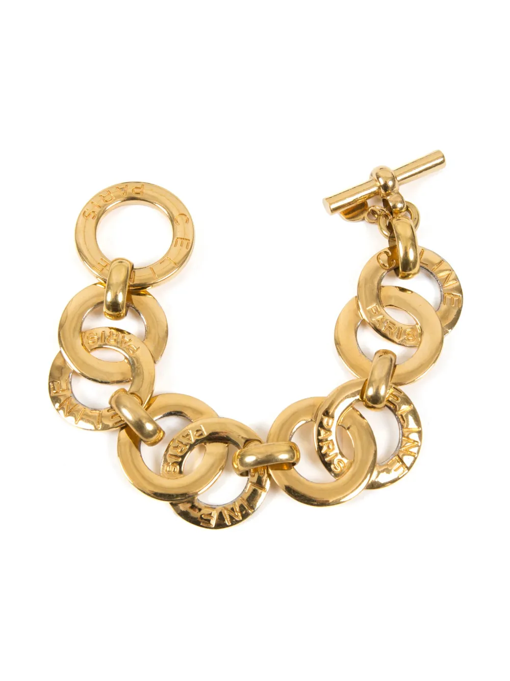 Céline Pre-Owned 1990s logo-engraved chain bracelet - Oro