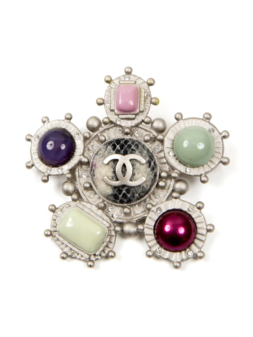 CHANEL Pre-Owned 2013 CC multi-stone brooch - Argento