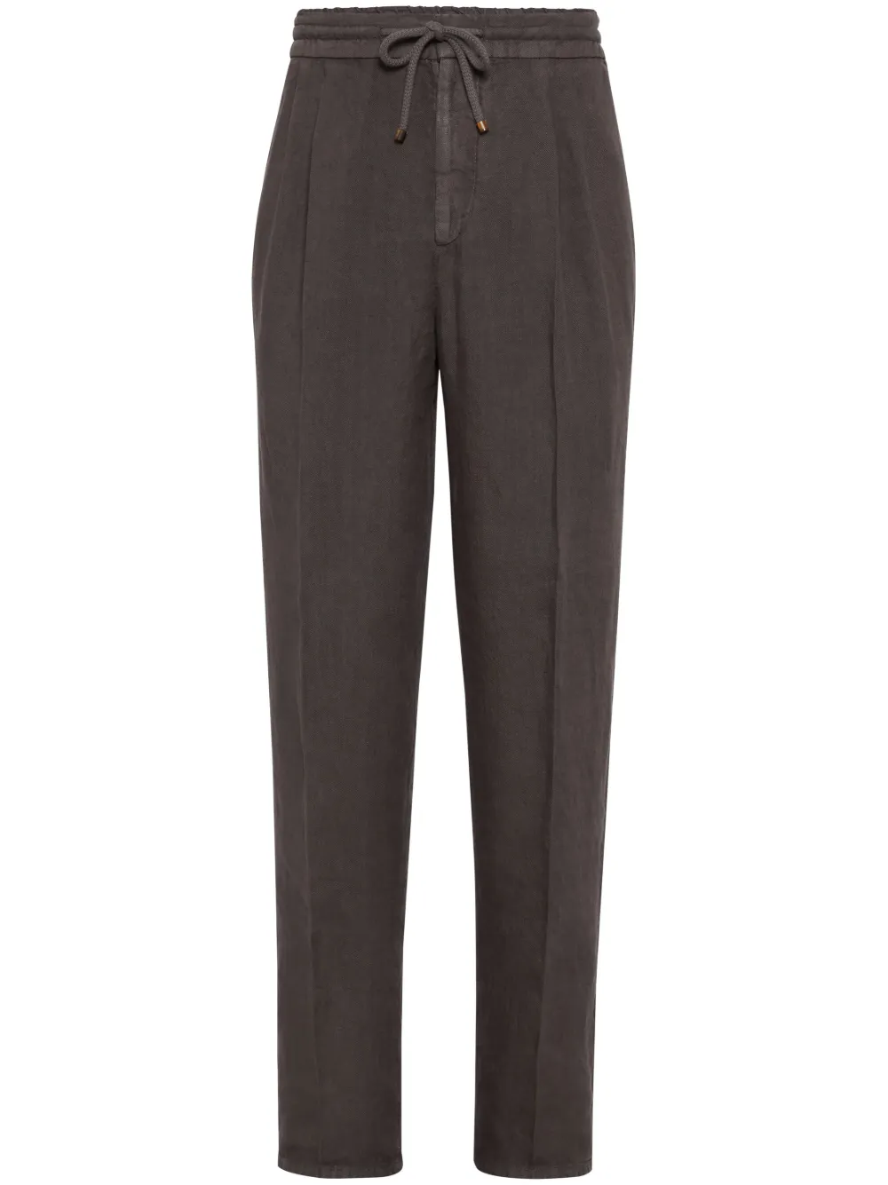 Brunello Cucinelli garment-dyed linen track pants - Marrone