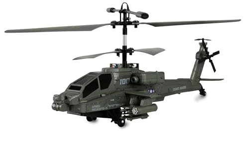 Apache Ah-64 - Elicottero Coassiale A 3,5 Canali Rtf Con Telecomando, Batteria, Cavo Di Ricarica