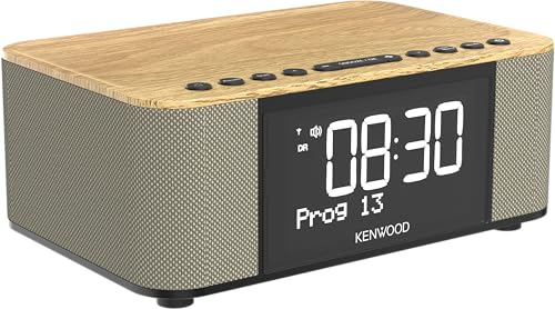 Kenwood Cr-St40Dab-M - Radiosveglia Stereo Con 3 Sveglie, Dab+, Fm, Bluetooth, Usb, Funzione Di Ricarica, Grande Display, Dimmerabile A 5 Livelli, 6 W
