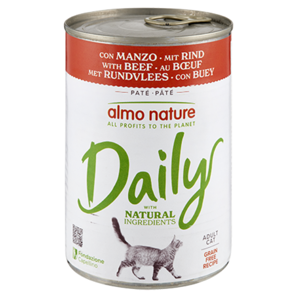 Almo nature cat daily 400 gr - manzo - confezione da 6 pezzi - cibo umido per gatti