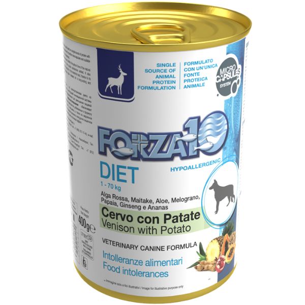 Forza10 diet patè monoproteico per cani 400 gr - cervo e patate - umido monoproteico cane