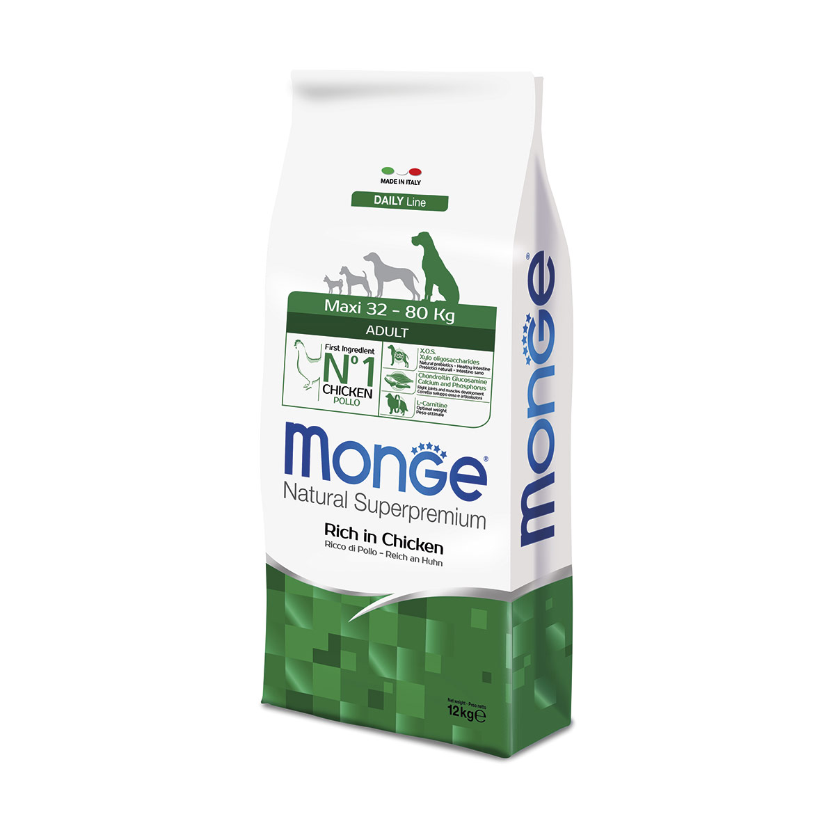 Monge natural superpremium maxi adult ricco di pollo - 12 kg - croccantini per cani
