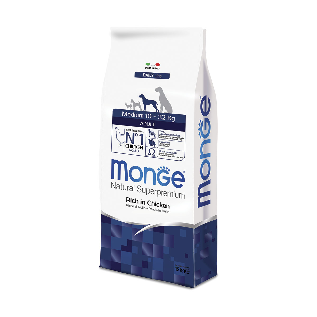 Monge natural superpremium medium adult ricco di pollo - 12 kg - croccantini per cani