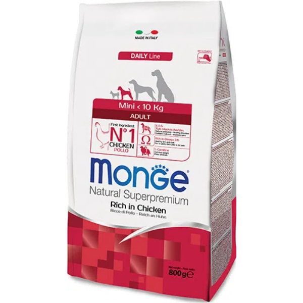 Monge natural superpremium mini adult ricco di pollo - 800 gr - croccantini per cani