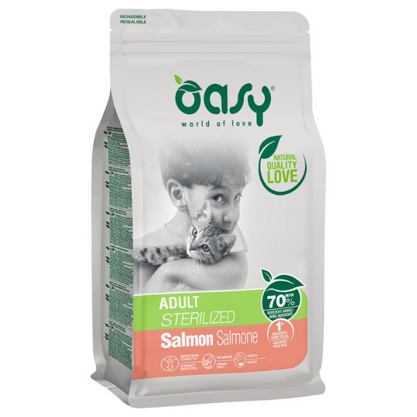 Oasy adult cat sterilized salmone - 300 gr - croccantini per gatti