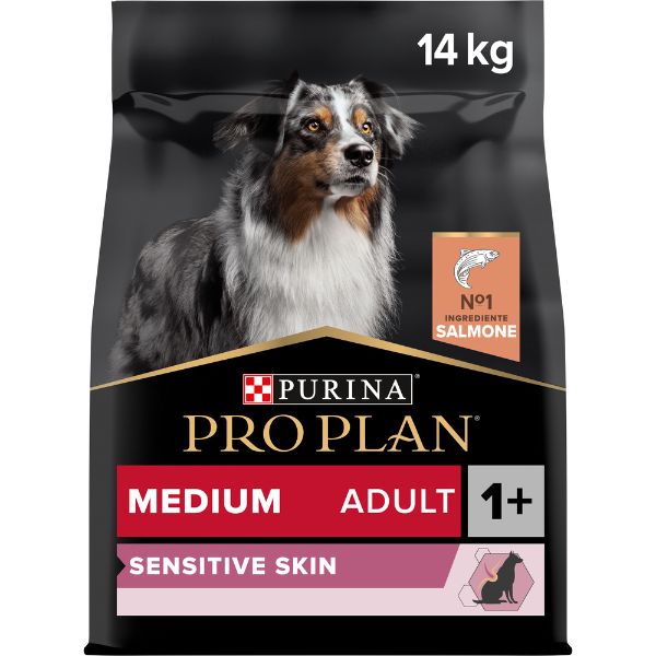 Purina pro plan sensitive skin medium adult crocchette per cane salmone - 14 kg - croccantini per cani