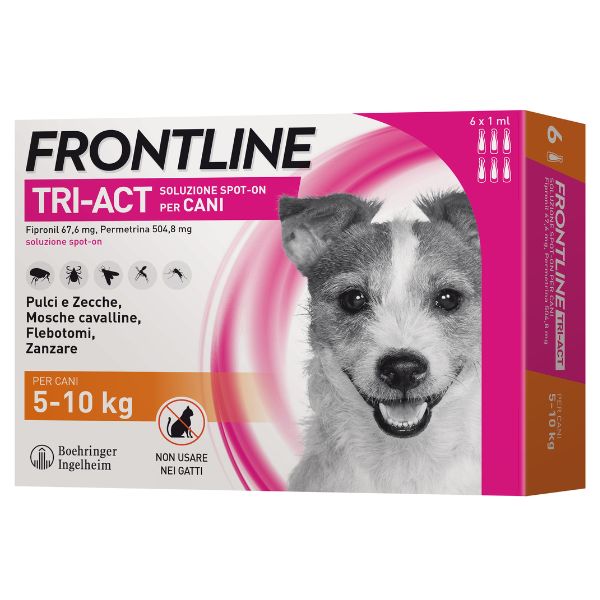 Frontline tri-act spot-on per cani - 6 pipette per taglia piccola (5-10 kg) scadenza: 30/04/2025 - antiparassitario per cani