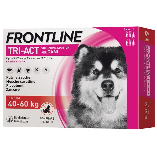 Frontline tri-act spot-on per cani - 6 pipette per taglia gigante (40-60 kg) scadenza: 30/04/2025 - antiparassitario per cani