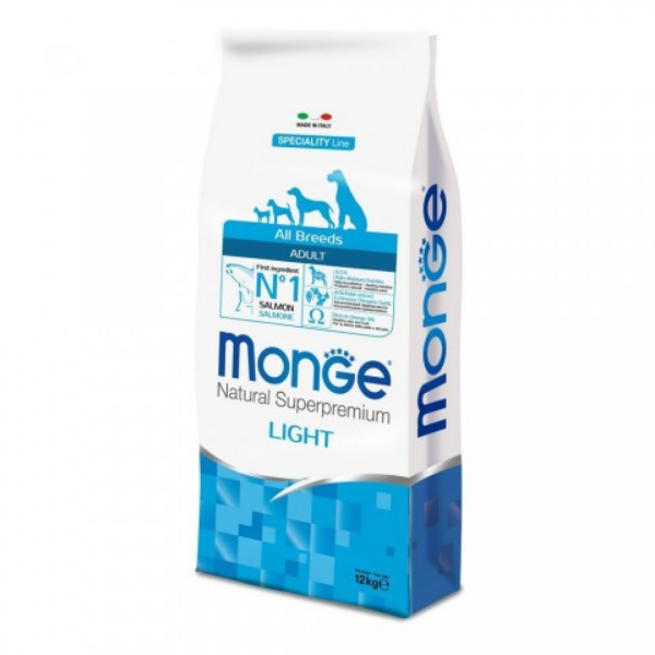 Monge natural superpremium all breeds adult monoperotein light salmone con riso - 12 kg - crocchette monoproteiche cane