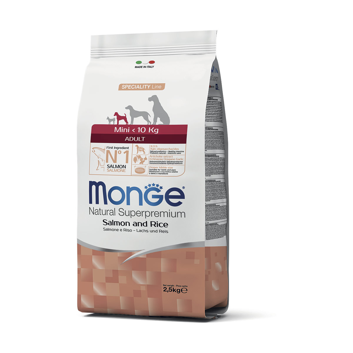 Monge natural superpremium all breeds adult mini monoprotein salmone con riso - 2,5 kg - crocchette monoproteiche cane