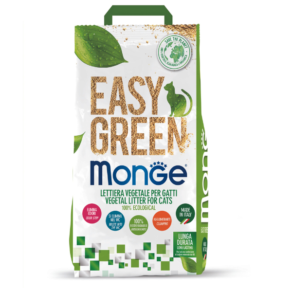 Lettiera vegetale ecologica monge easy green - 3,5 kg - lettiera vegetale