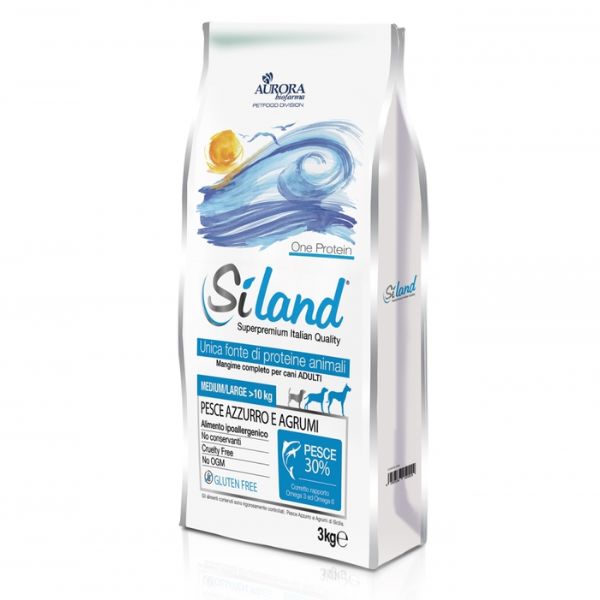 Siland adult medium large monoproteico pesce azzurro e agrumi - 3 kg - crocchette monoproteiche cane