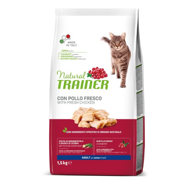 Natural trainer adult con pollo fresco - 1,5 kg - croccantini per gatti