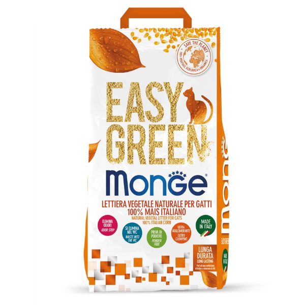 Lettiera vegetale monge easy green 100% mais italiano - 3,8 kg - lettiera vegetale