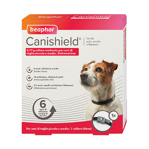 Beaphar canishield collare antiparassitario - 1 collare cani taglia piccola e media - antiparassitario per cani