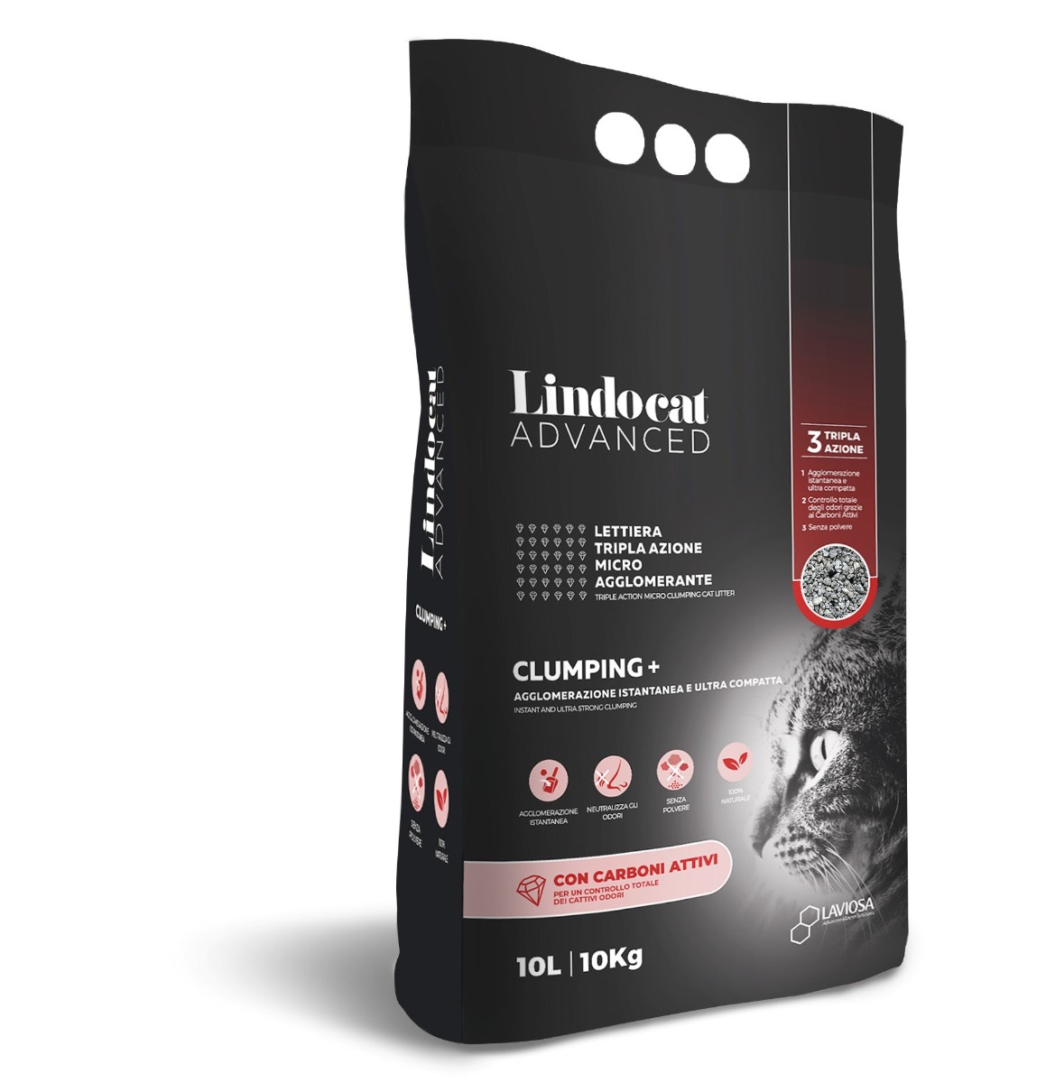 Lindocat advanced clumping plus 10 l - carboni attivi - lettiera agglomerante