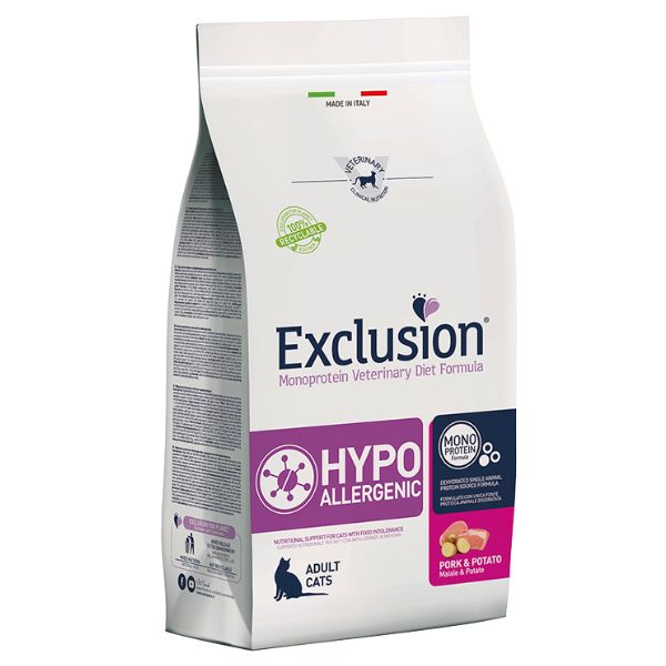 Exclusion diet hypoallergenic cat maiale e patate - 1,5 kg - cibo monoproteico gatto