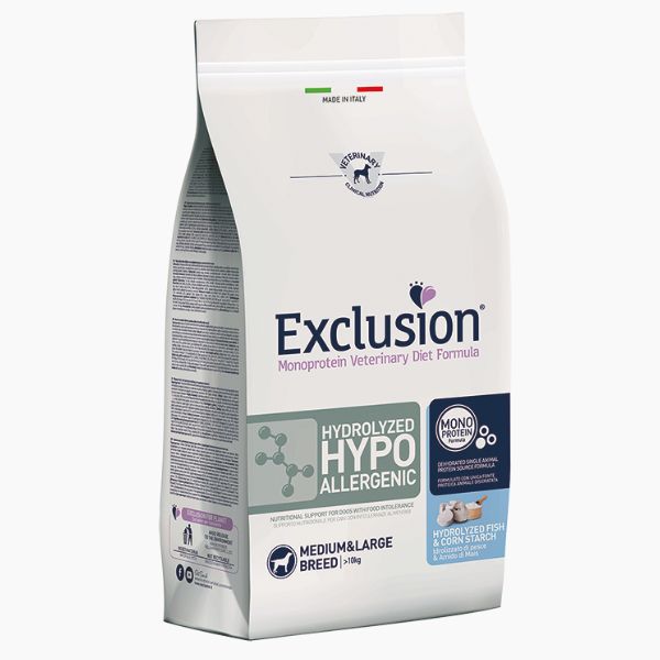Exclusion diet hydrolyzed hypoallergenic adult medium/large pesce - 2 kg