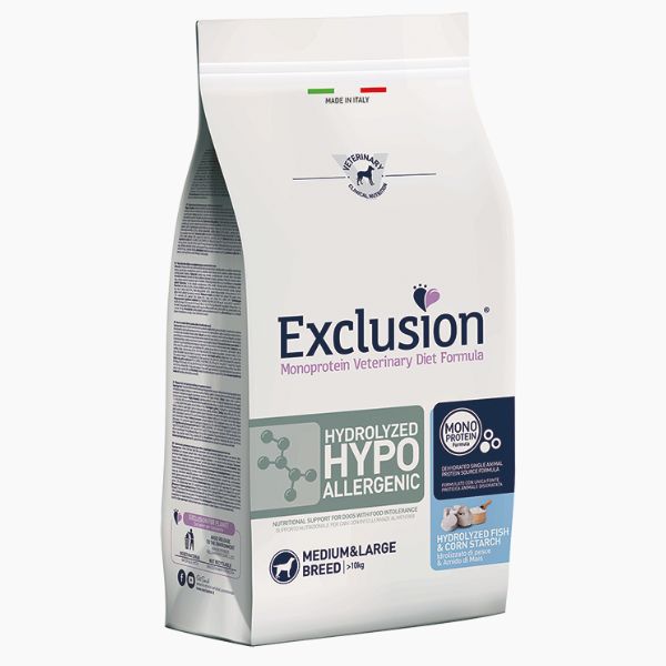 Exclusion diet hydrolyzed hypoallergenic adult medium/large pesce  - 12 kg