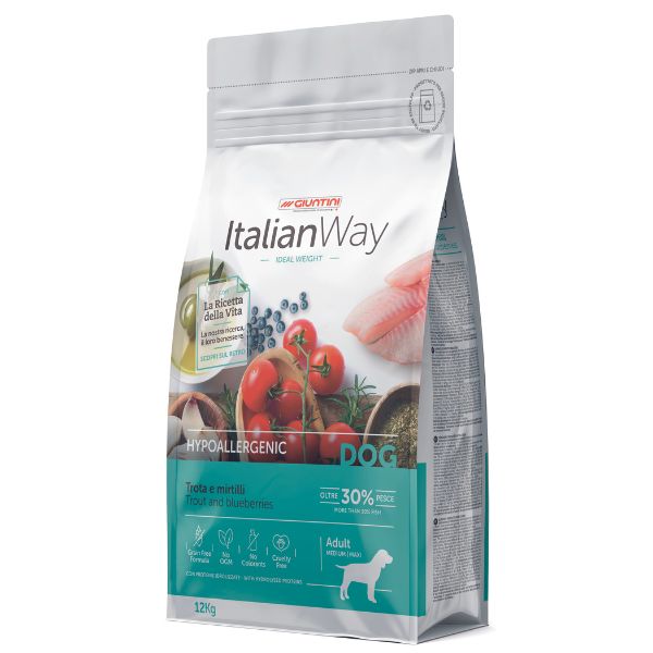 Italianway medium/maxi adult hypoallergenic trota e mirtilli - 12 kg